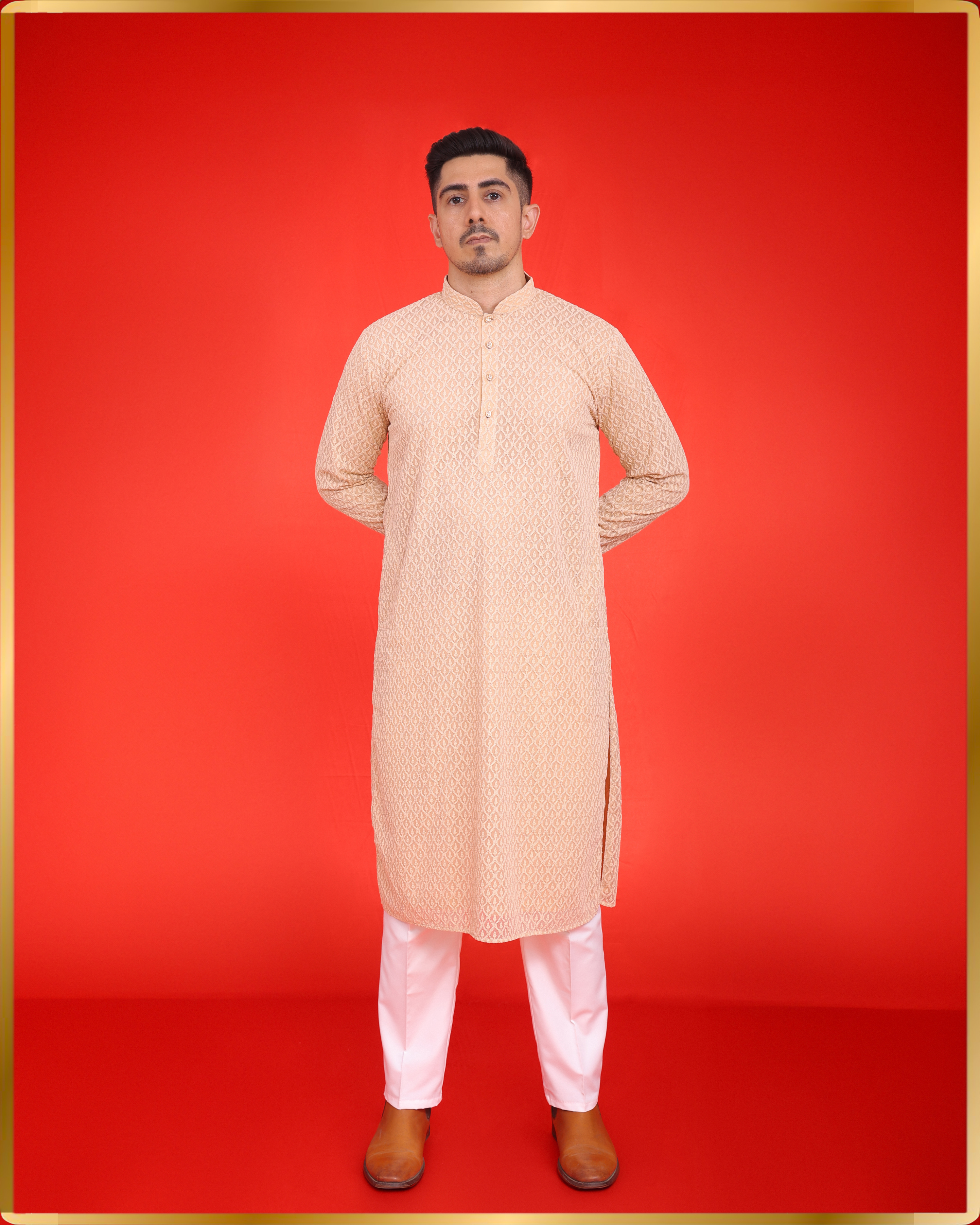 BEIGE GEORGETTE MEN’S KURTA