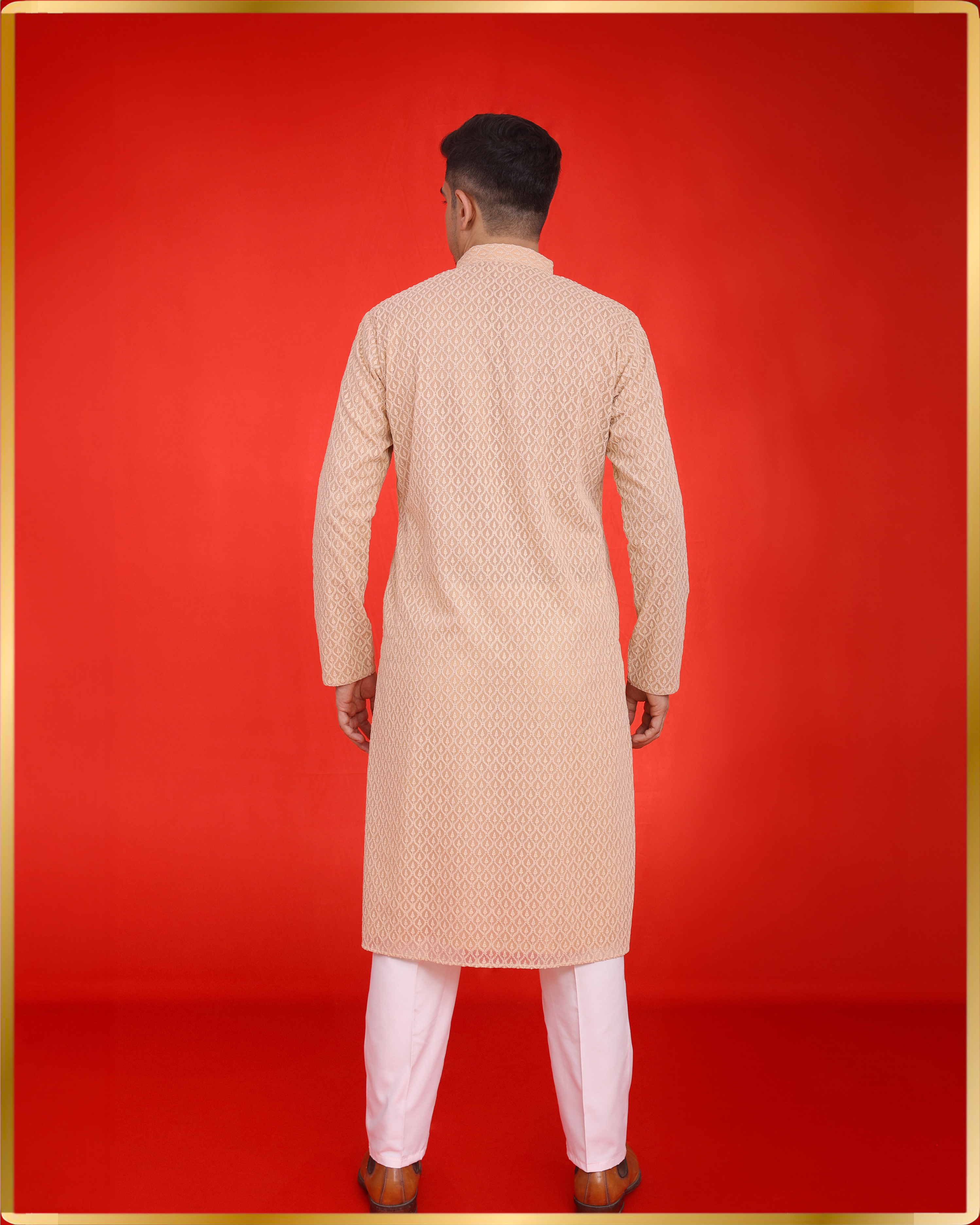 BEIGE GEORGETTE MEN’S KURTA