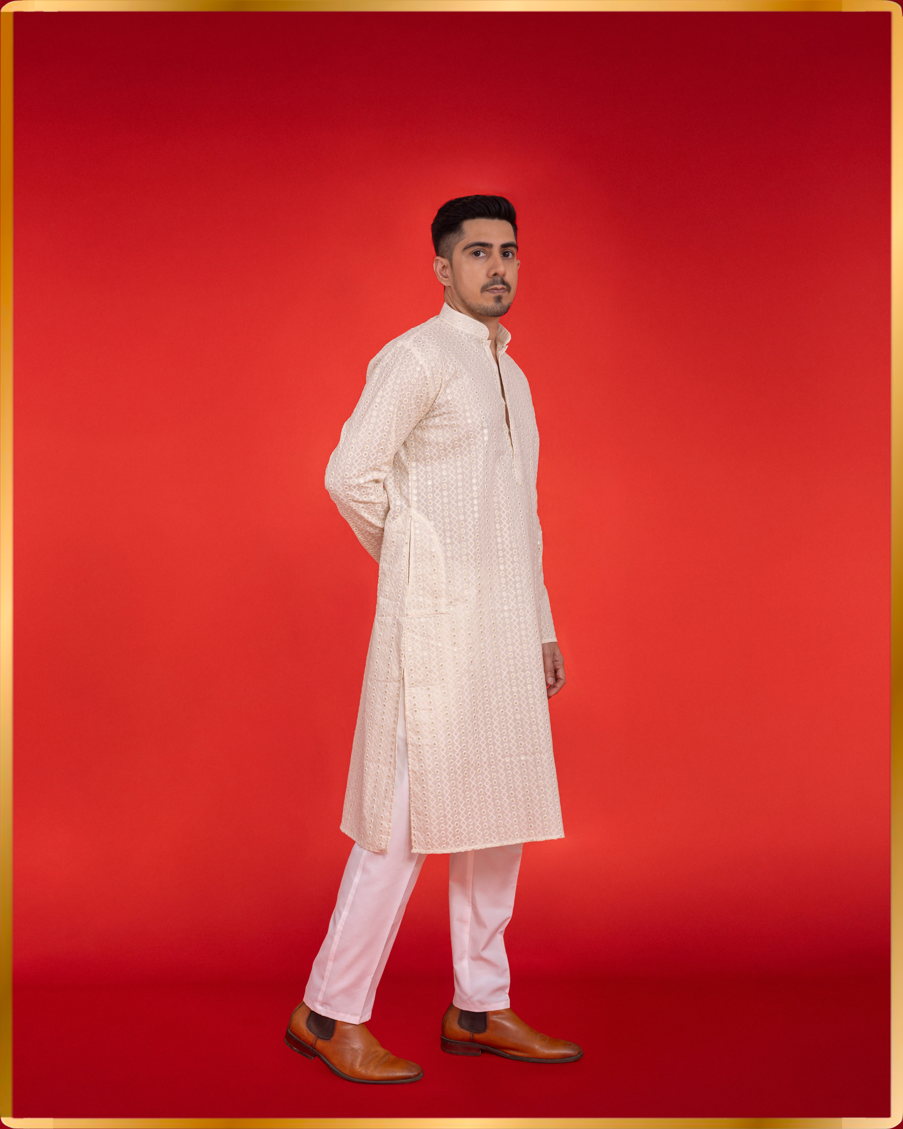 CREAM COTTON MEN’S KURTA