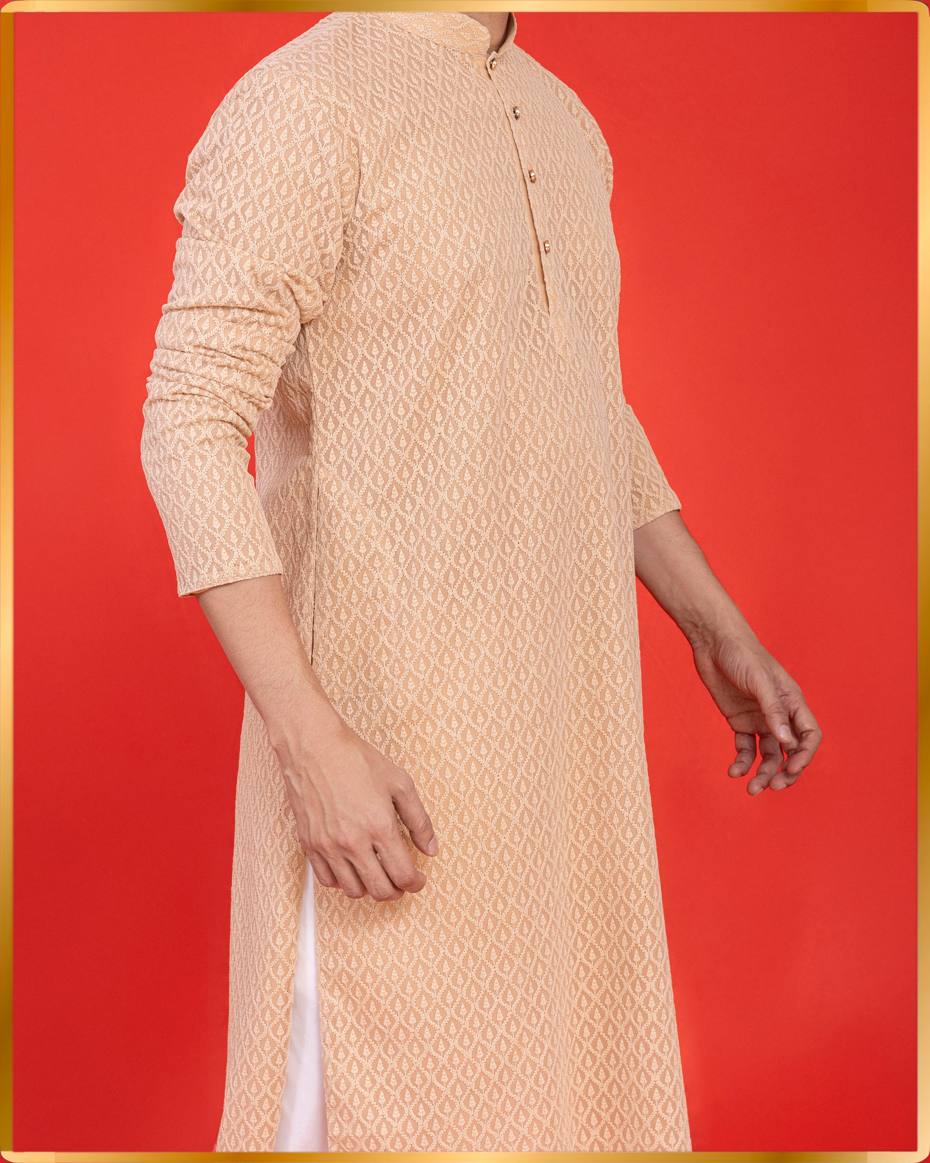 BEIGE GEORGETTE MEN’S KURTA
